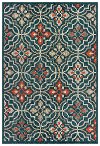 5 x 7 Medium Blue and Orange Indoor-Outdoor Rug - Latitude