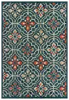 5 x 7 Medium Blue and Orange Indoor-Outdoor Rug - Latitude