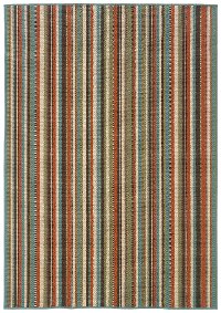 5 x 8 Medium Green, Blue, and Orange Indoor-Outdoor Rug - Caspian