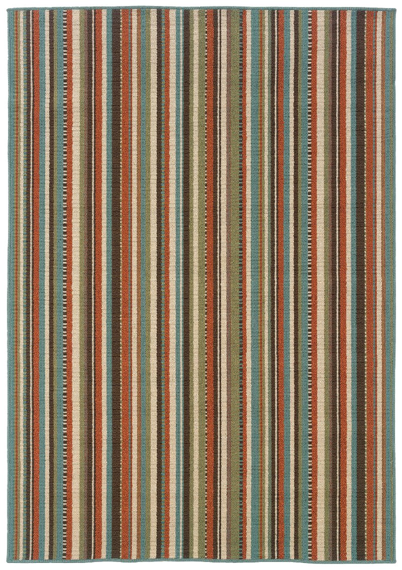 8 X 11 Large Green Blue And Orange, Blue And Green Indoor Outdoor Rug