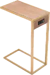 Brown and Gold C-Shape Chairside Table
