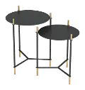 Black and Gold Side Tables - Jerry Set of 2