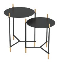 Black and Gold Side Tables - Jerry Set of 2