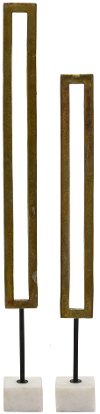32 Inch Brass Metal Rectangle Sculpture with Marble Base