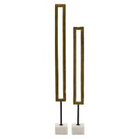 26 Inch Brass Metal Rectangle Sculpture with Marble Base