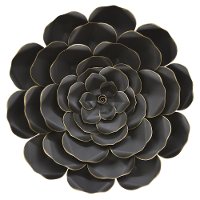 22 Inch Black Metal Flower Wall Decoration