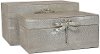 9 Inch Silver Wooden Box with Dragonfly