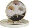 14 Inch Round White, Gold and Burgundy Fan Brush Tray