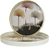 Clearance 14 Inch Round White, Gold and Burgundy Fan Brush Tray