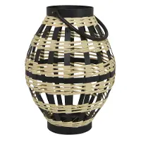 20 Inch Tan and Black Decorative Metal Lantern