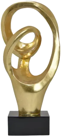 12 Inch Faux Gold Sculpture on Black Base