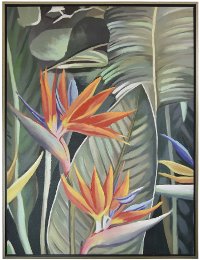 Birds of Paradise Multi Color Canvas Oil Painting with Frame