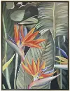 Clearance Birds of Paradise Multi Color Canvas Oil Painting with Frame