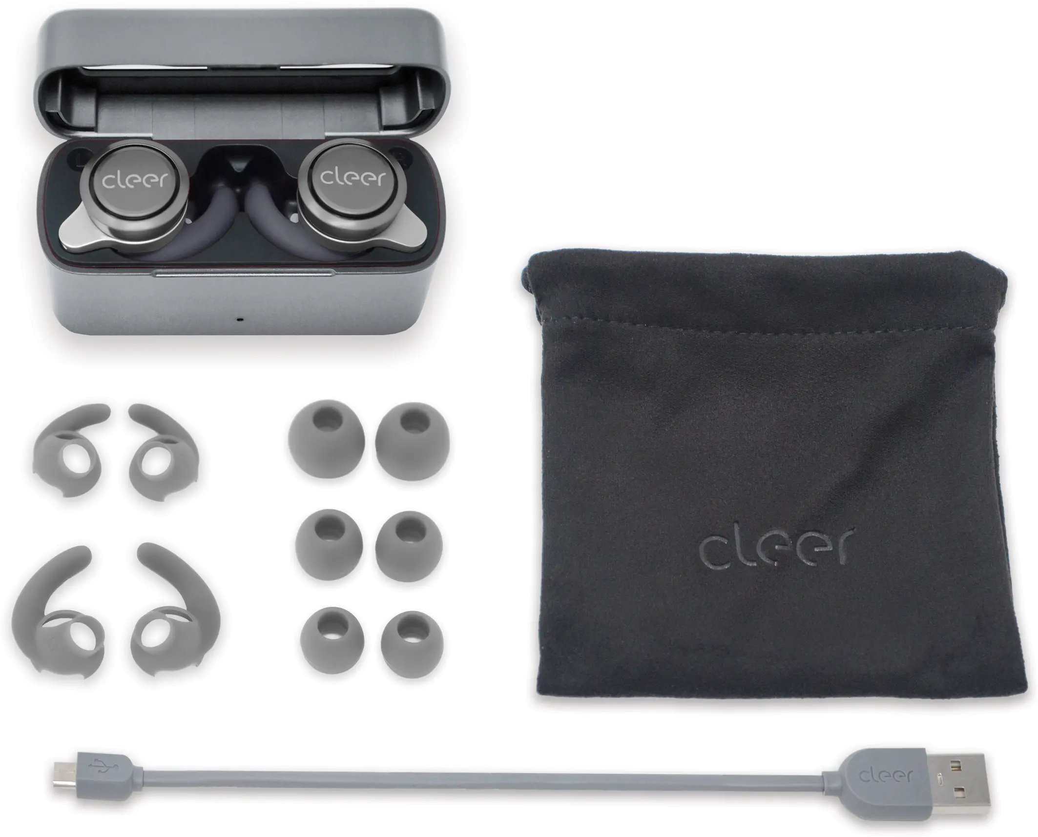 ALLY1BTGUNUS Cleer Ally True Wireless Earbuds - Gray-3