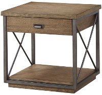 Industrial Boho End Table with Gunmetal Gray Base - Austin