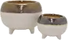 Clearance 4 Inch Cream and Brown Footed Planter