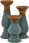 Clearance 11 Inch Blue and Brown Candle Holder