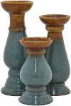6 Inch Blue and Brown Candle Holder