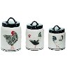 7 Inch Black, White and Red Antique Chicken Canister