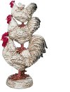 Distressed White, Red and Orange Stacking Chicken Sculpture