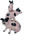Pink and Black Pigs on Pigs Stacking Tabletop Decor