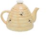 6 Inch Light Yellow and White Beehive Teapot