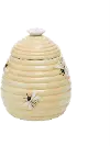 8 Inch Light Yellow and White Beehive Cookie Jar