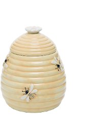 8 Inch Light Yellow and White Beehive Cookie Jar