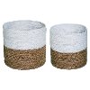 10 Inch Grass White and Brown Color Block Basket
