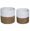 8 Inch Grass White and Brown Color Block Basket