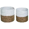 8 Inch Grass White and Brown Color Block Basket