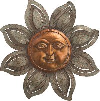Metal Textured Sun Face Outdoor Decor