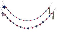 Assorted Red, White and Blue Wood Patriotic Bead Garland