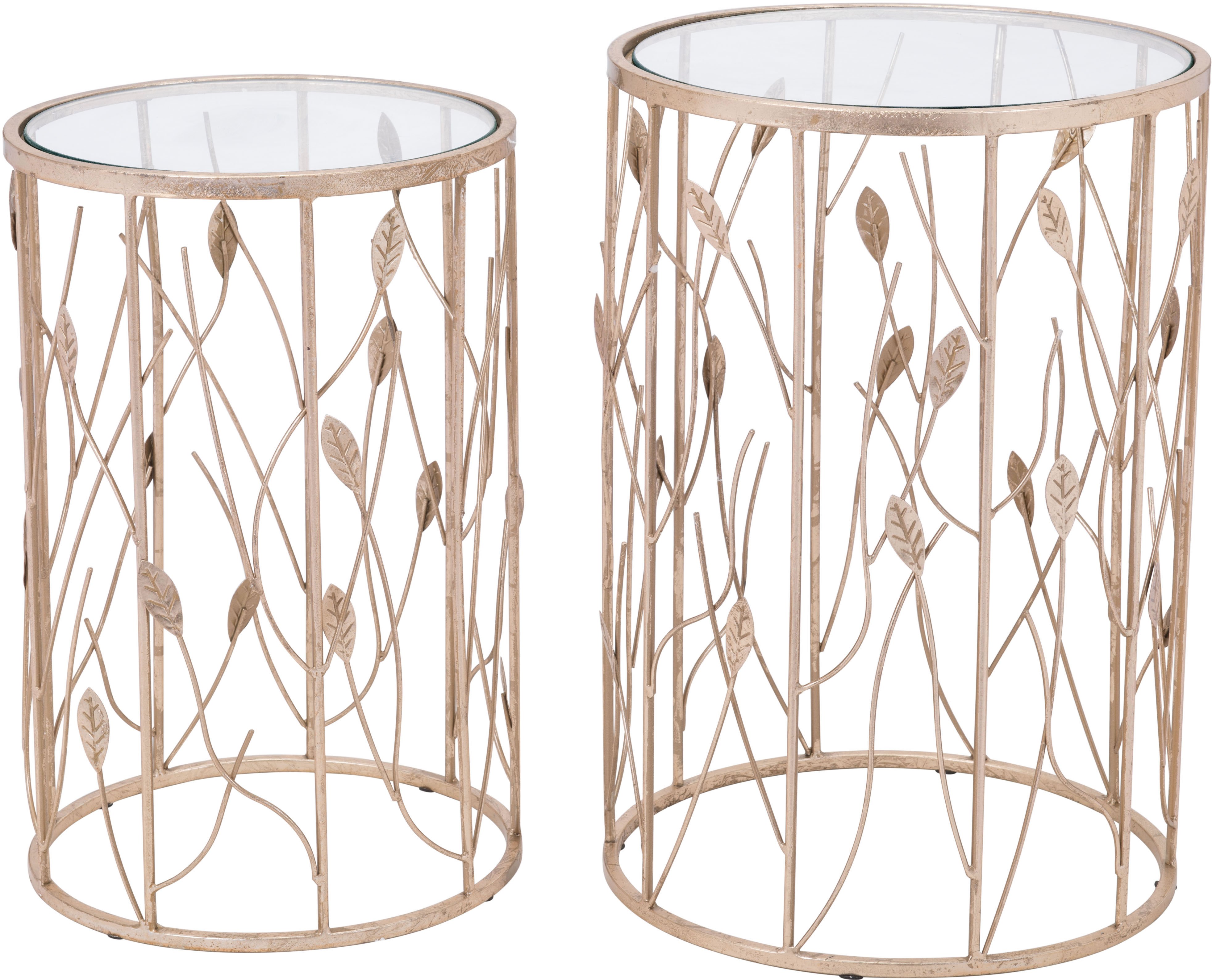 Elegant Floral Side Tables - Sage Set of 2-1