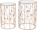 Elegant Floral Side Tables - Sage Set of 2