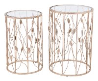 Elegant Floral Side Tables - Sage Set of 2