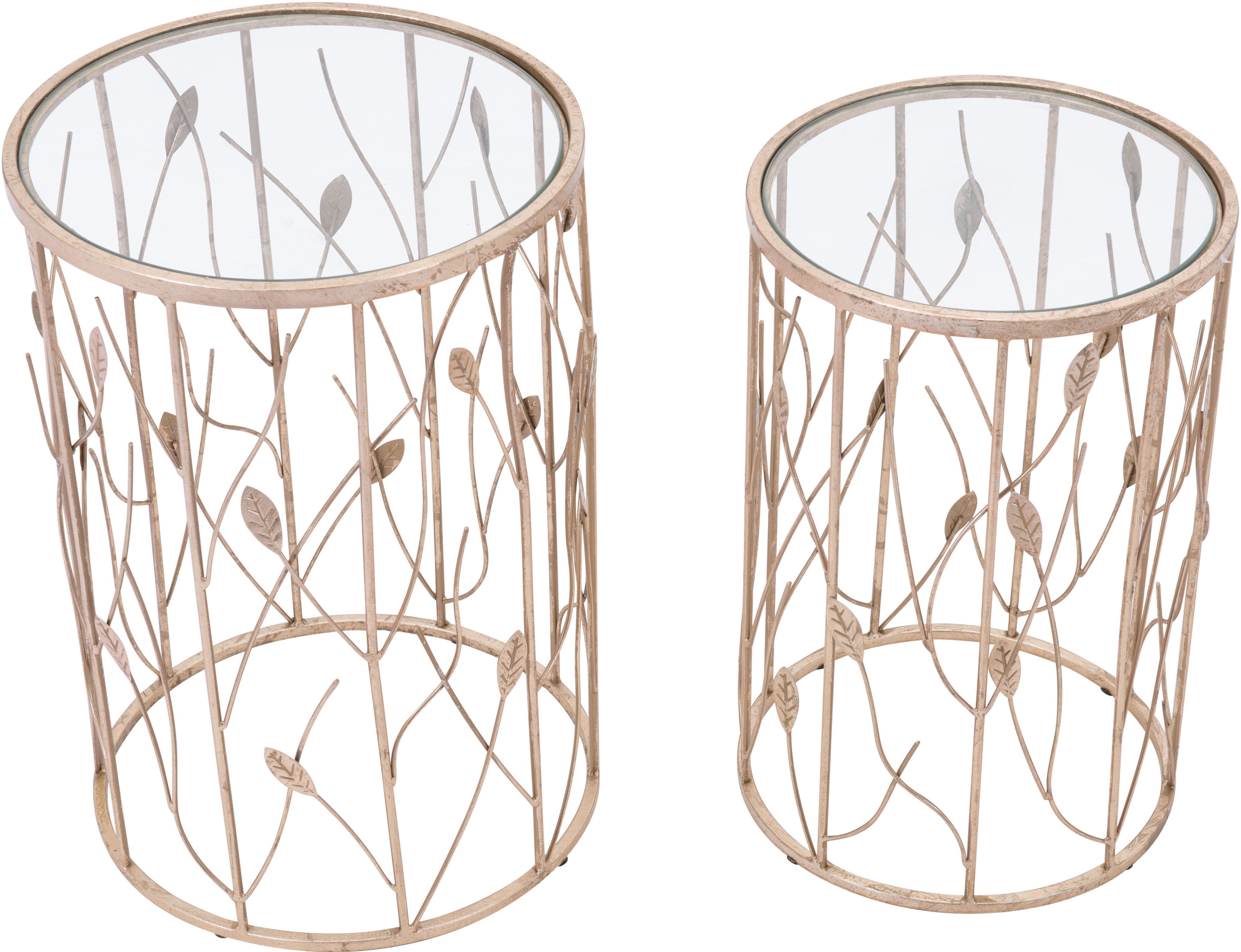 Elegant Floral Side Tables - Sage Set of 2-3