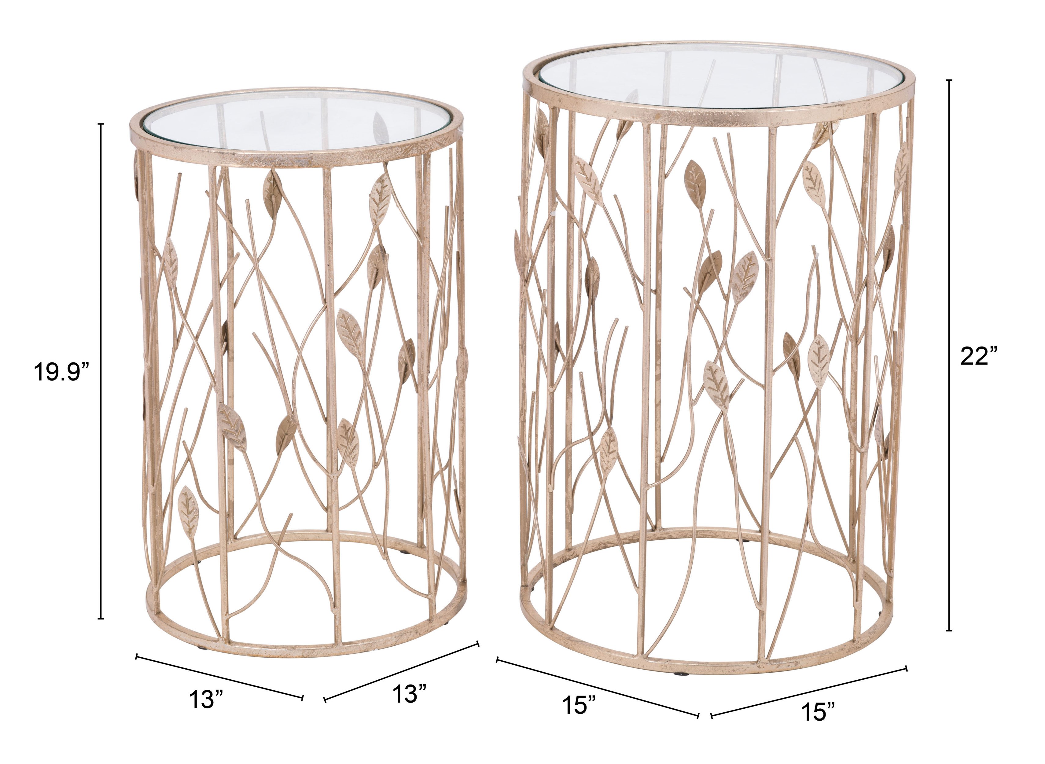 Elegant Floral Side Tables - Sage Set of 2-4