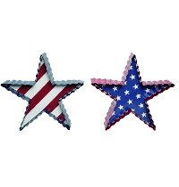 Assorted Red, White and Blue Metal Dimensional Star Decoration