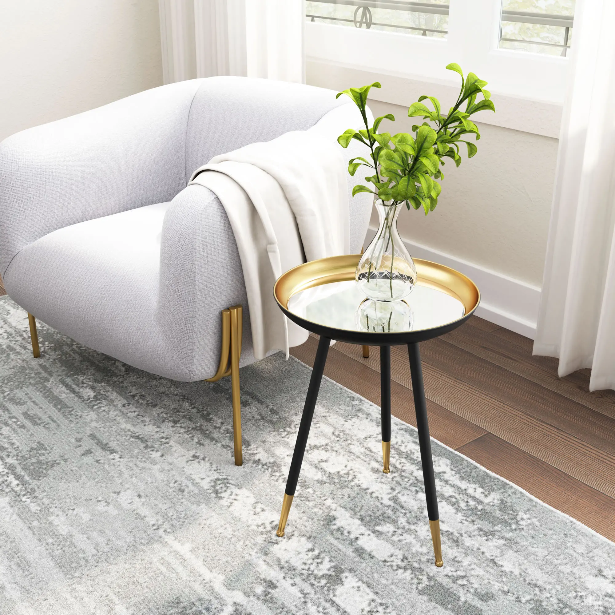 Gold and Black Glam Accent Table - Everly-1