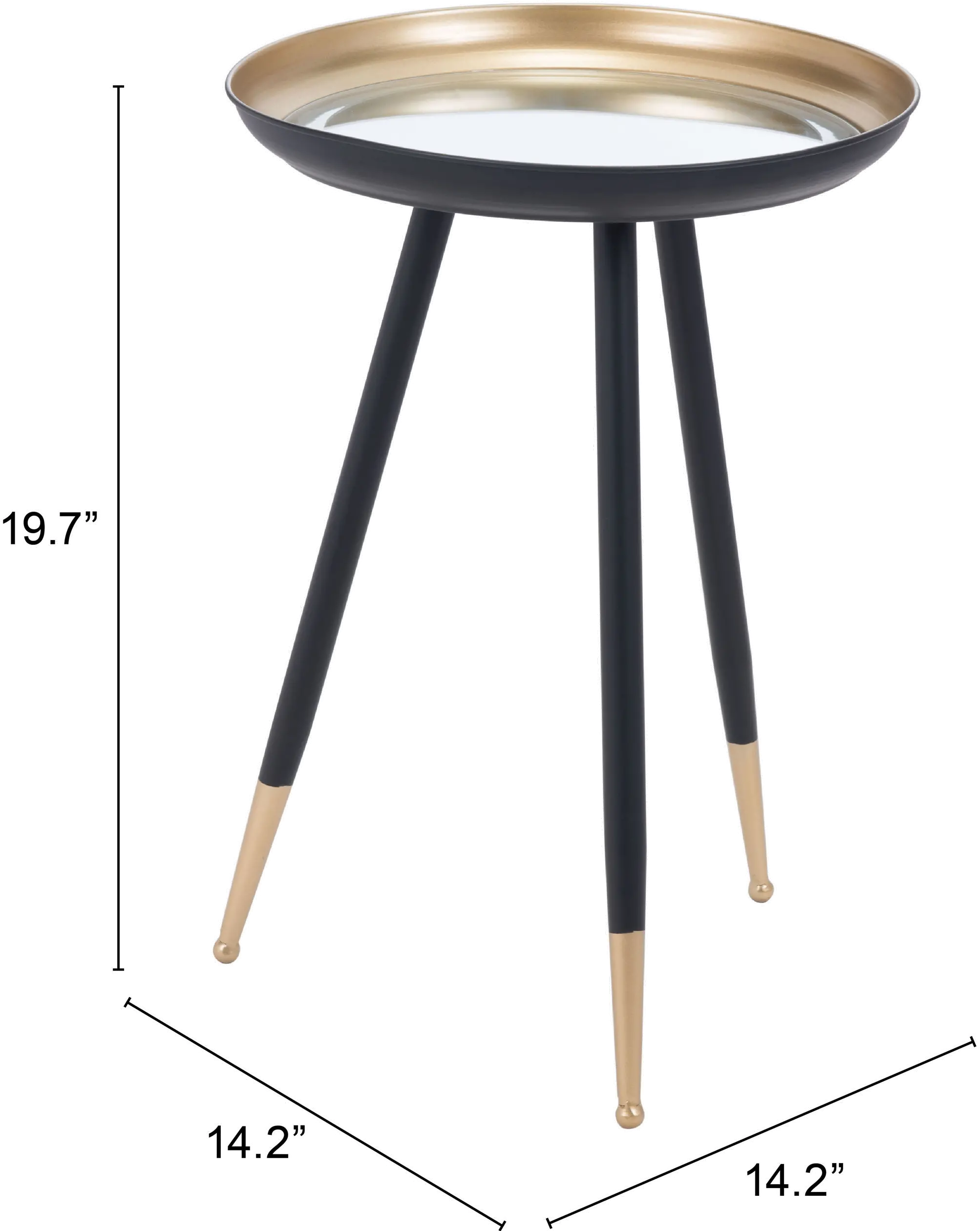 Gold and Black Glam Accent Table - Everly-5