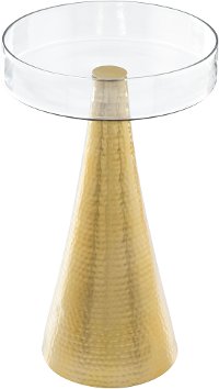 Polished Brass End Table with Glass Tray - Hendrix-2