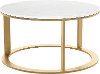 Glam Round Coffee Table with White Stone Top - Helena