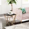 Black and Gold End Table with Marble Top - Verona