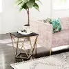 Black and Gold End Table with Marble Top - Verona