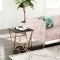 Black and Gold End Table with Marble Top - Verona
