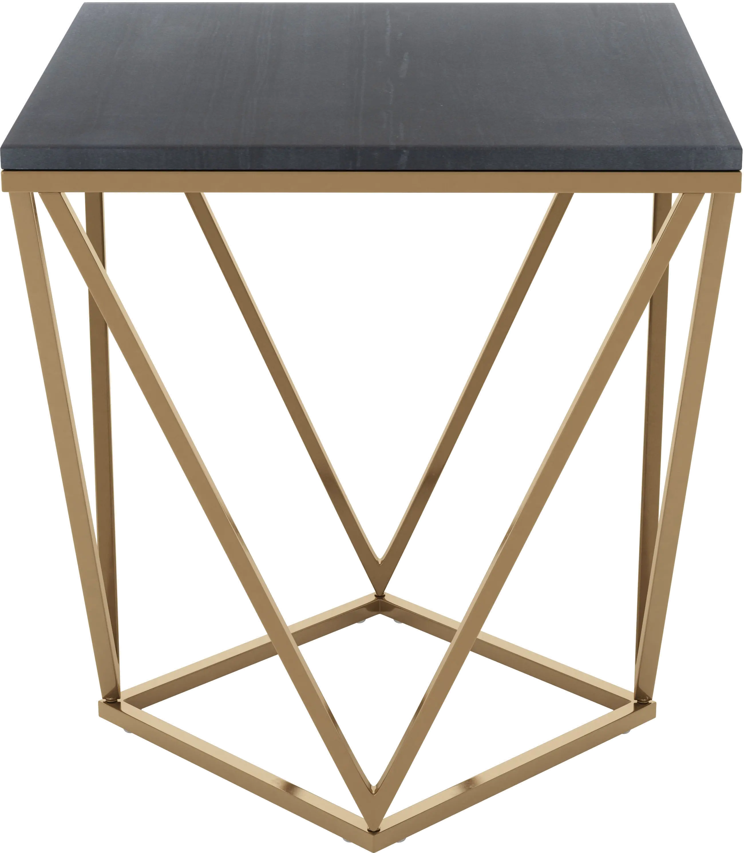 Black and Gold End Table with Marble Top - Verona-2