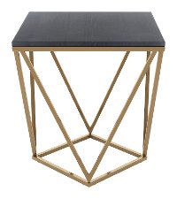 Black and Gold End Table with Marble Top - Verona-2