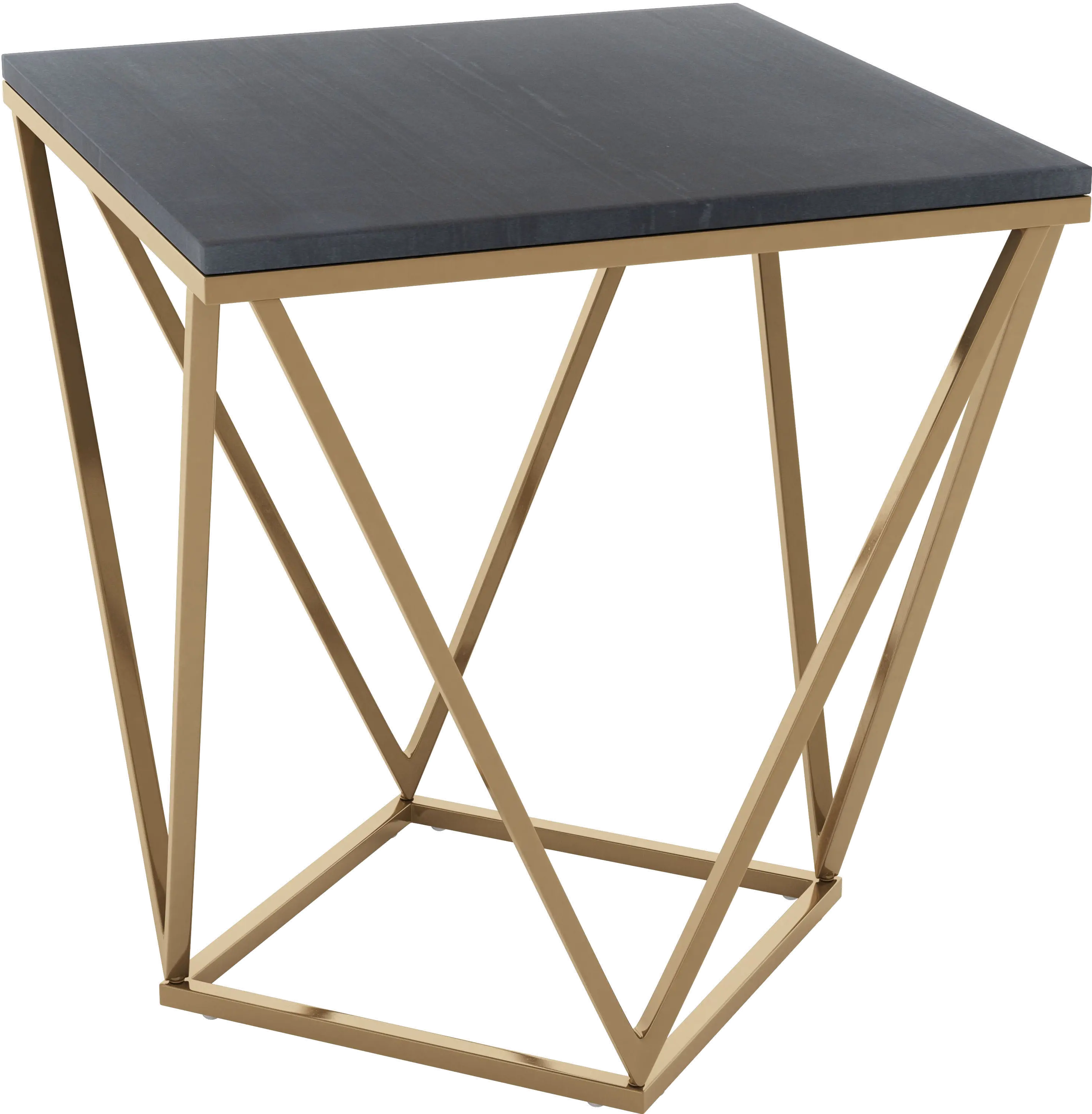 Black and Gold End Table with Marble Top - Verona-3