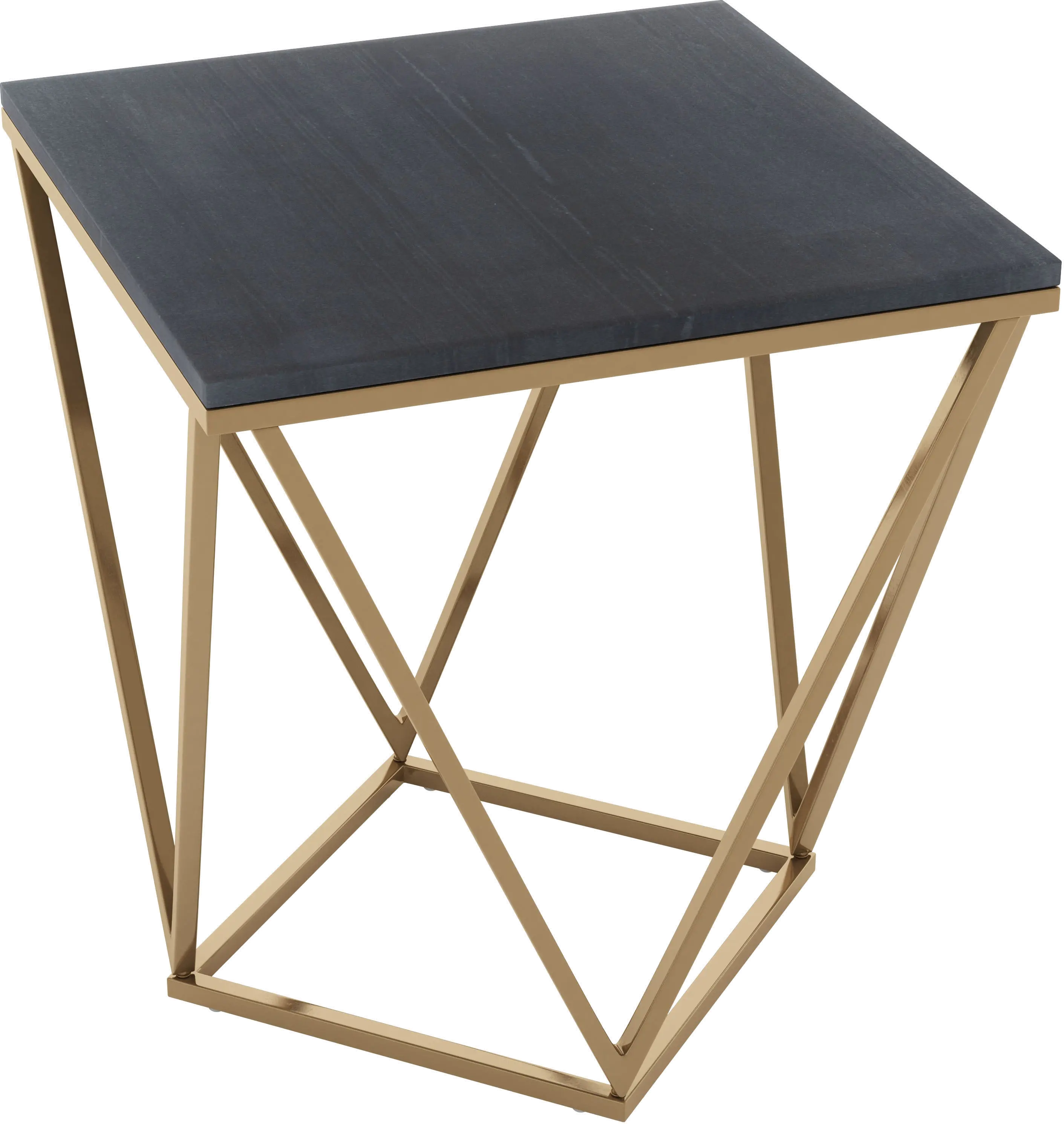 Black and Gold End Table with Marble Top - Verona-4